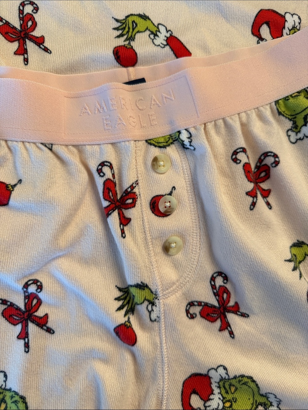 Grinchy American Eagle Pajamas Candy Cane Plush PJ Set Super Soft Like New XS - Picture 5 of 5